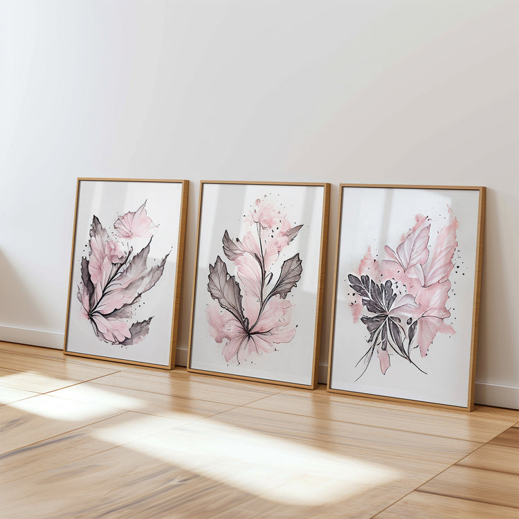 Pink Floral Set of 3 Prints