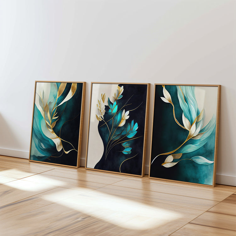 Turquoise Botanical Set of 3 Prints
