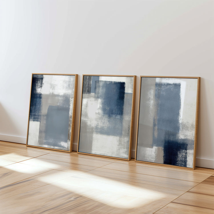 Blue and Grey Set of 3 Prints