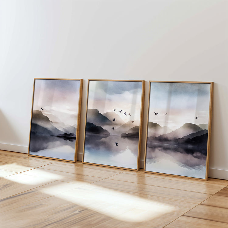 Purple Blue Mountains Set of 3 Prints