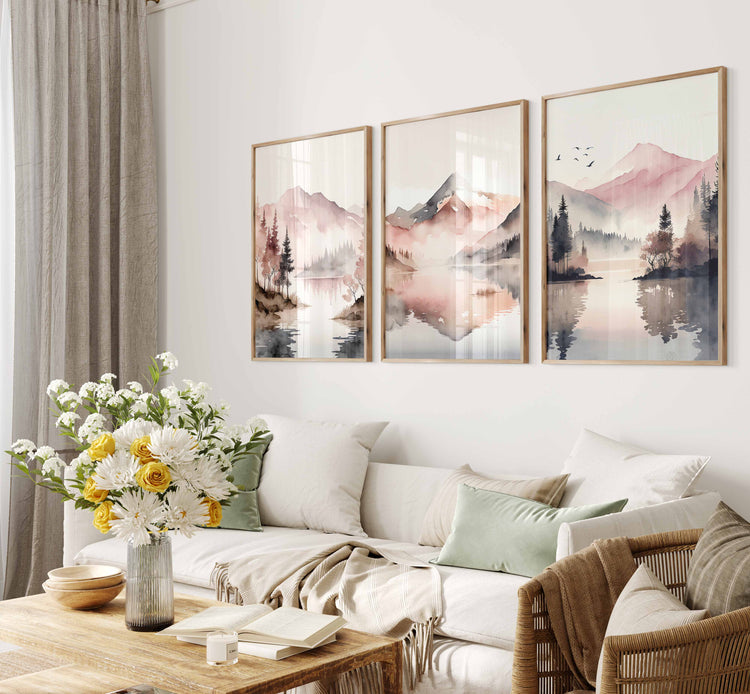 Pink Mountains Set of 3 Prints