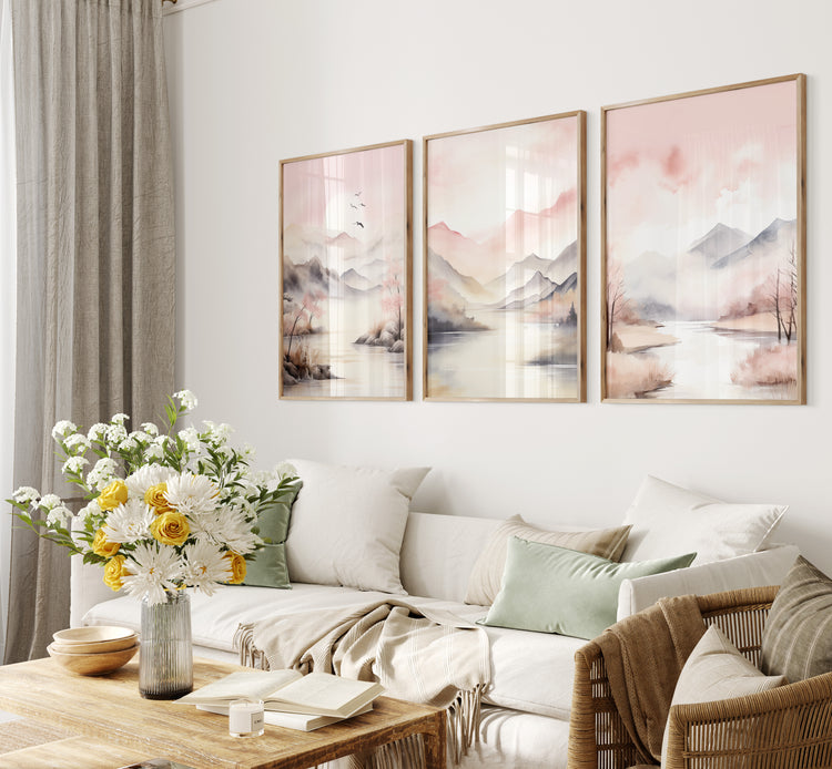 Pink Mountains II Set of 3 Prints