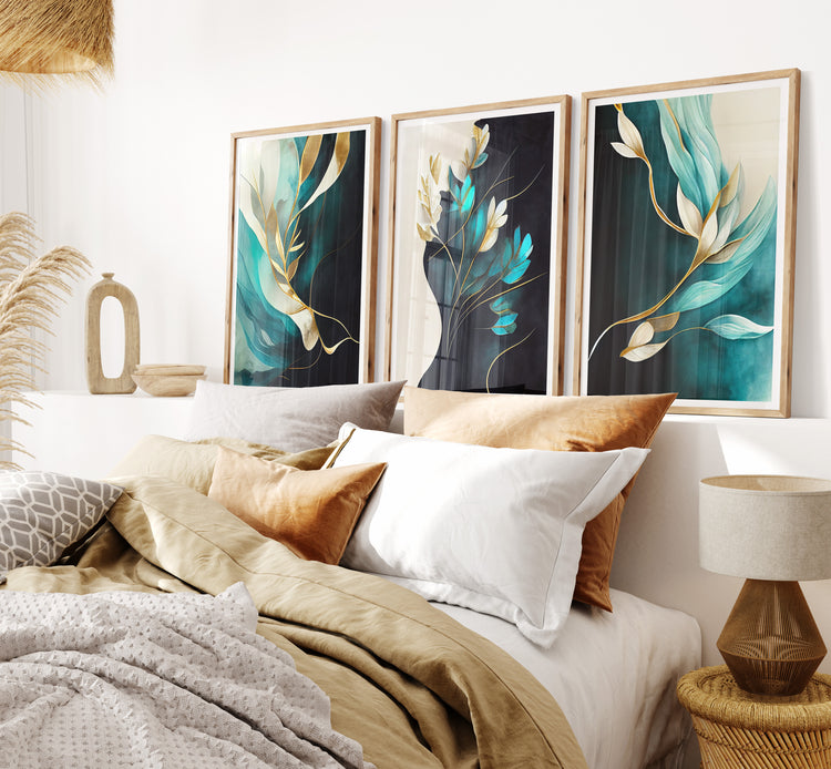 Turquoise Botanical Set of 3 Prints