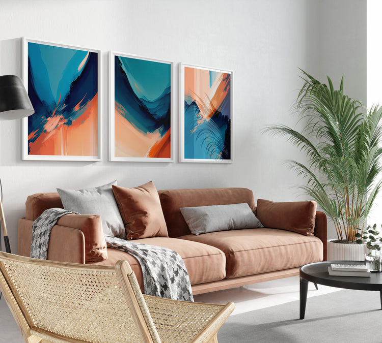 Orange and Blue Set of 3 Prints
