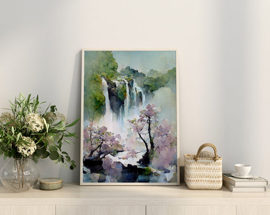 Japanese Style Waterfall Print
