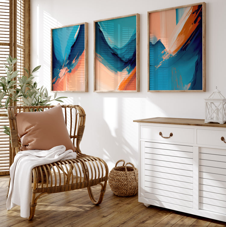 Orange and Blue Set of 3 Prints