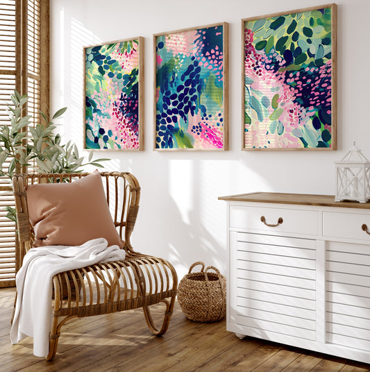 Vibrant Floral Set of 3 Prints