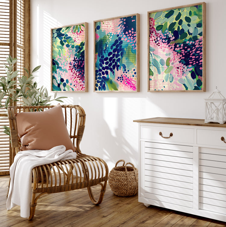 Vibrant Floral Set of 3 Prints