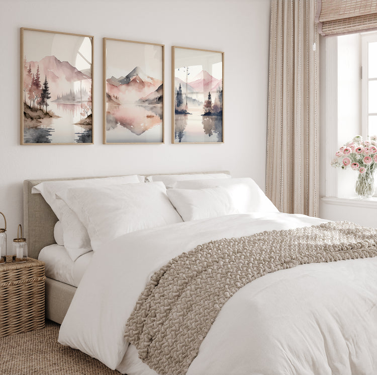 Pink Mountains Set of 3 Prints