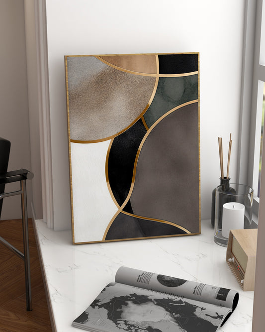 Green Brown Shapes Set of 3 Prints