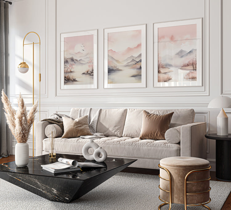 Pink Mountains II Set of 3 Prints