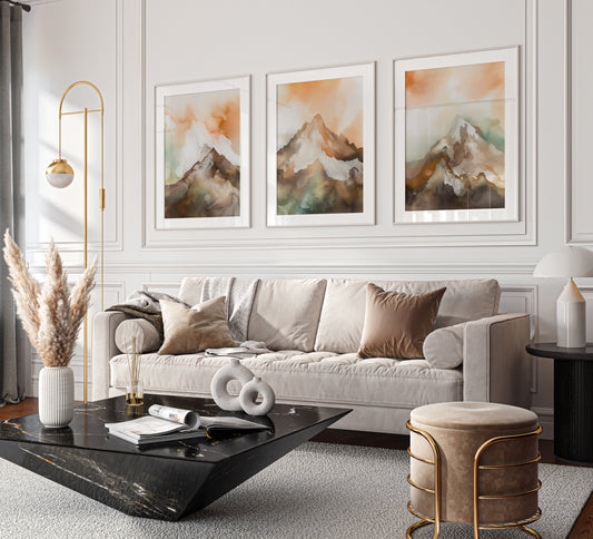 Orange Mountains Set of 3 Prints