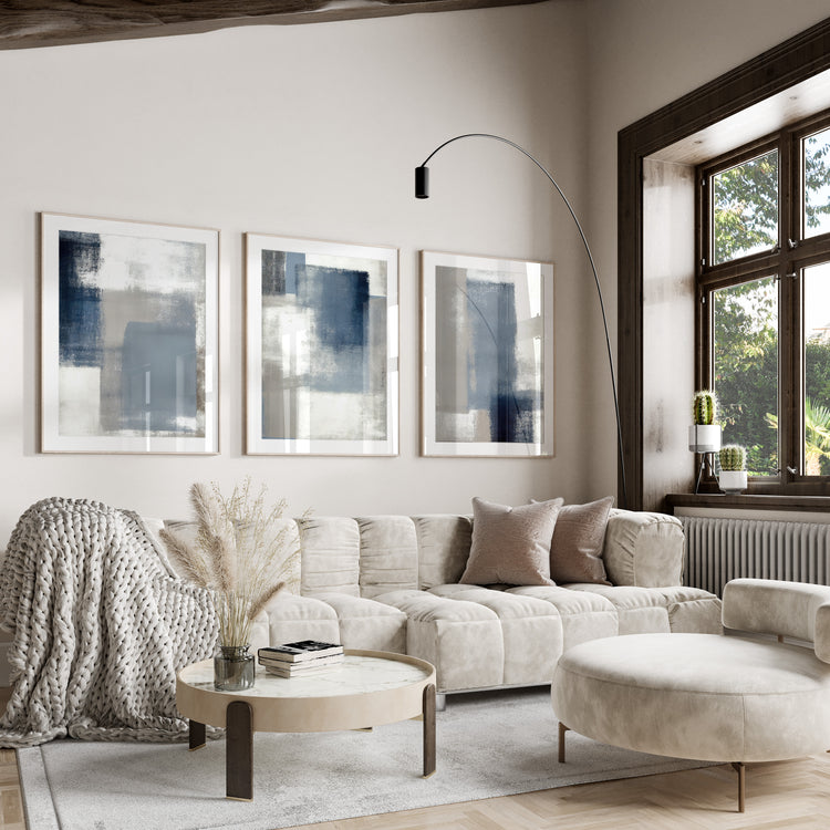 Blue and Grey Set of 3 Prints