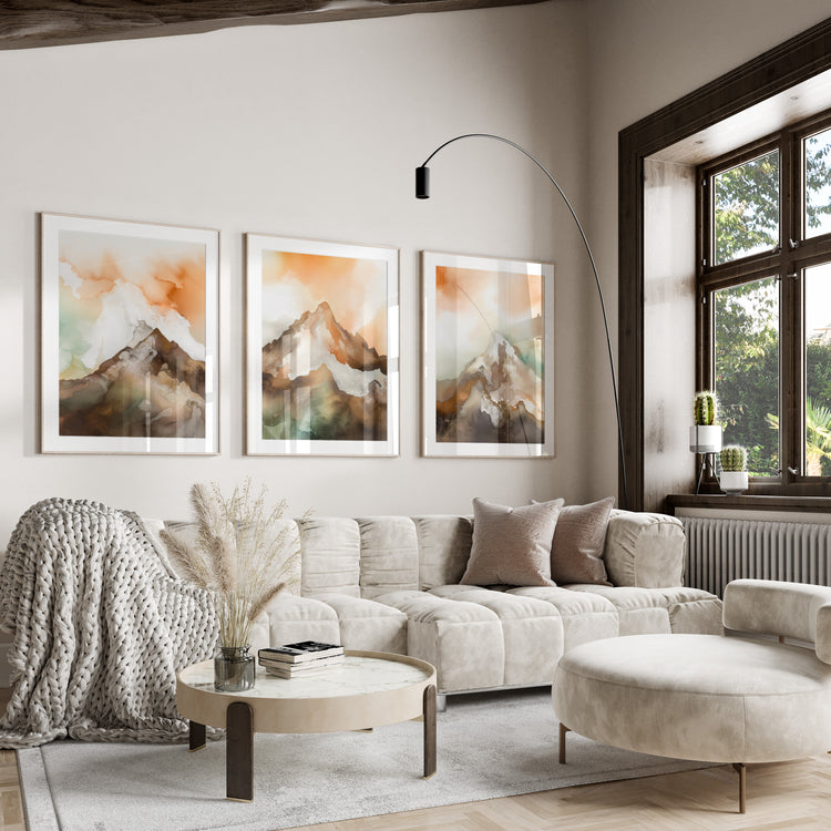 Orange Mountains Set of 3 Prints