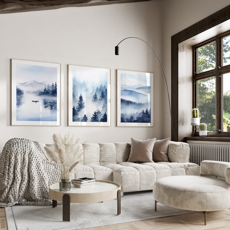 Nordic Blue Watercolour Set of 3 Prints