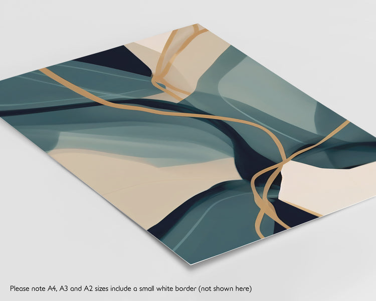 Teal Beige Lines Set of 3 Prints