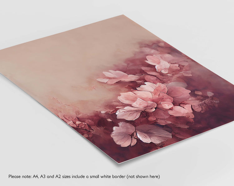 Burgundy Floral Set of 3 Prints