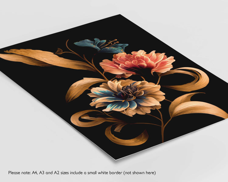 Dark Floral Set of 3 Prints