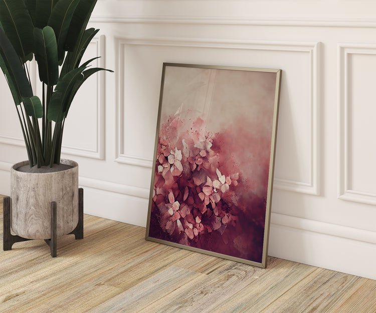 Burgundy Floral Set of 3 Prints