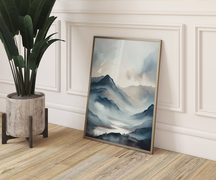 Dark Blue Mountains Set of 3 Prints