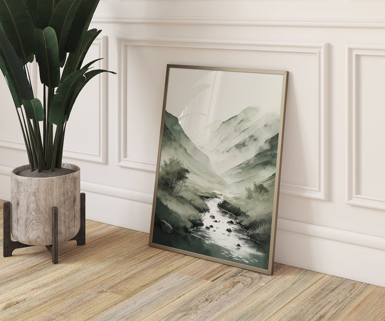 Sage Green Mountains Set of 3 Prints