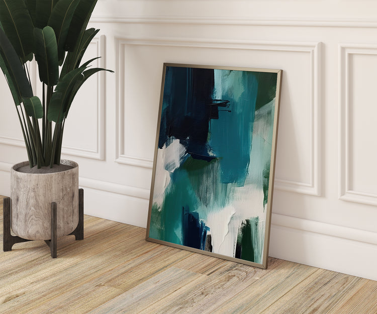 Turquoise and Navy Set of 3 Prints