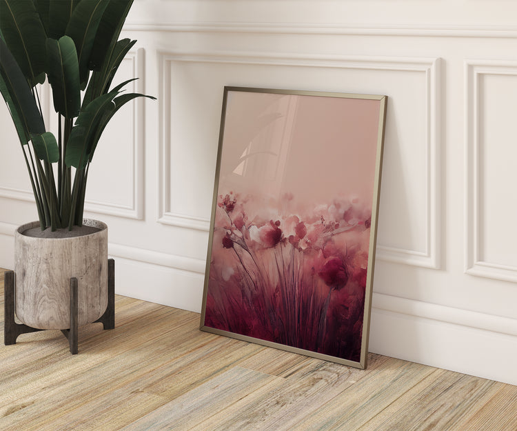 Burgundy Floral Set of 3 Prints