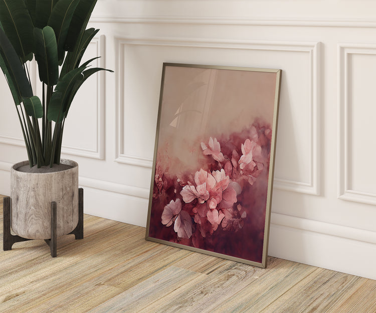 Burgundy Floral Set of 3 Prints