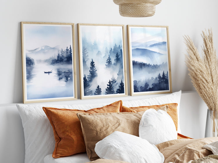 Nordic Blue Watercolour Set of 3 Prints