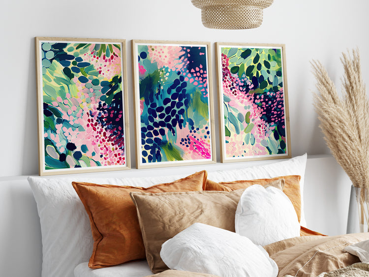 Vibrant Floral Set of 3 Prints