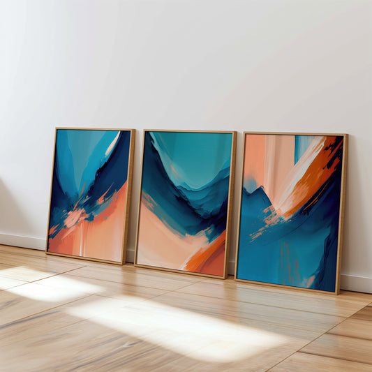 Orange and Blue Set of 3 Prints