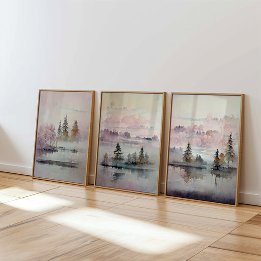 Pink Landscape Set of 3 Prints
