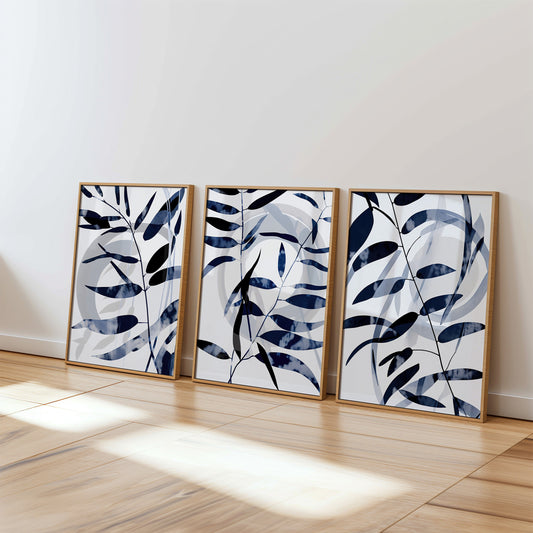 Blue Leaves Set of 3 Prints