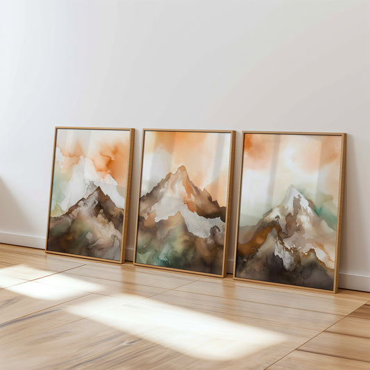 Orange Mountains Set of 3 Prints