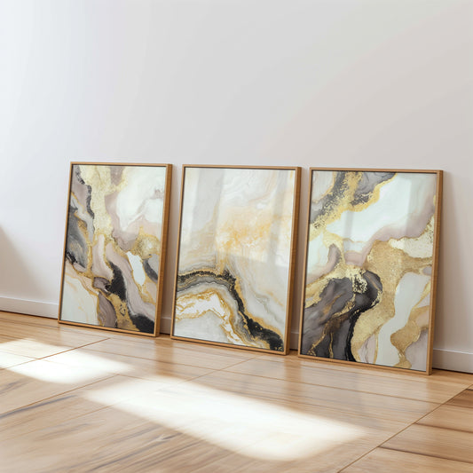 Gold Marble Set of 3 Wall Prints