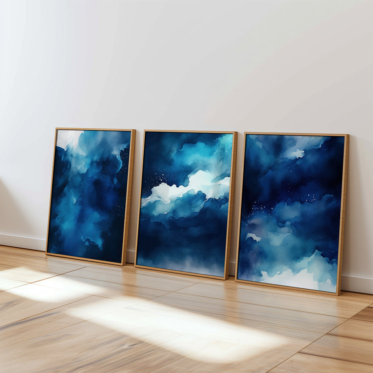 Blue Watercolour Set of 3 Prints