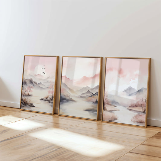 Pink Mountains II Set of 3 Prints