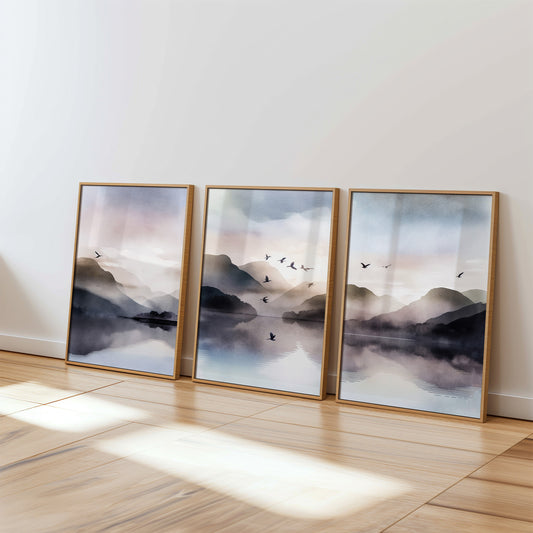 Purple Blue Mountains Set of 3 Prints