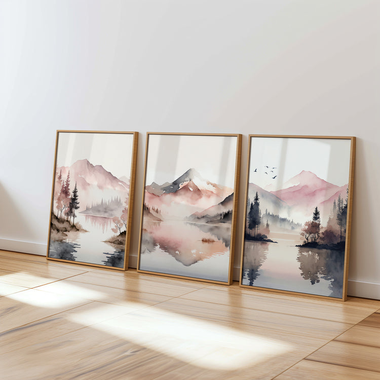 Pink Mountains Set of 3 Prints