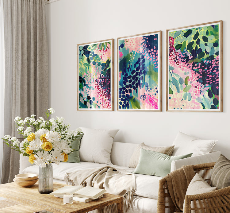 Vibrant Floral Set of 3 Prints