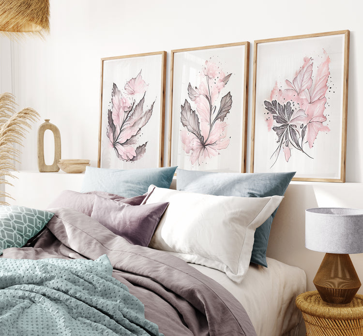 Pink Floral Set of 3 Prints