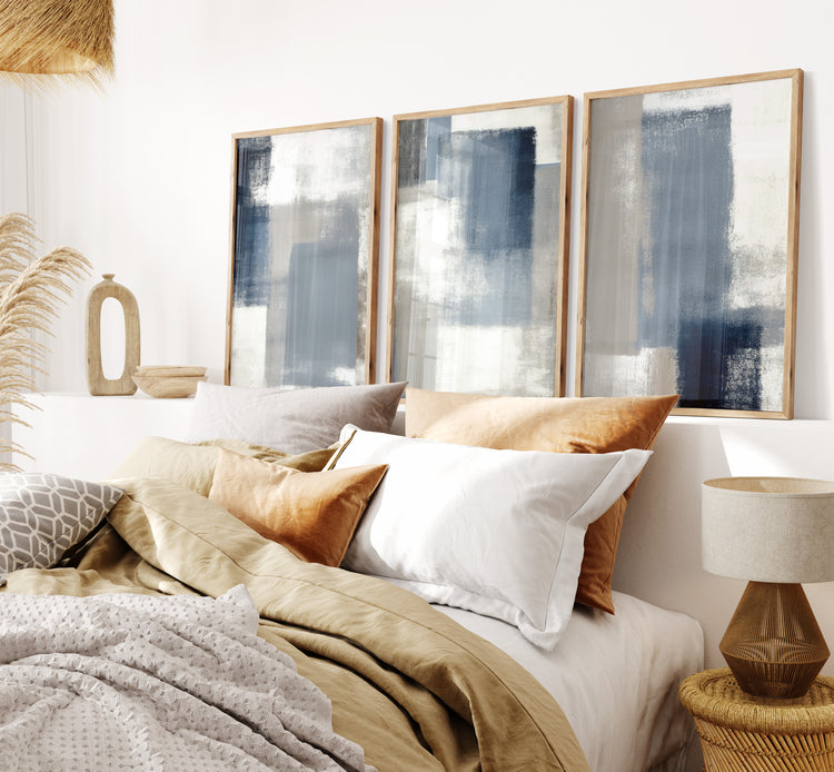 Blue and Grey Set of 3 Prints