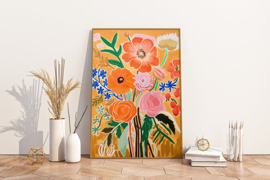 Orange Flowers Print