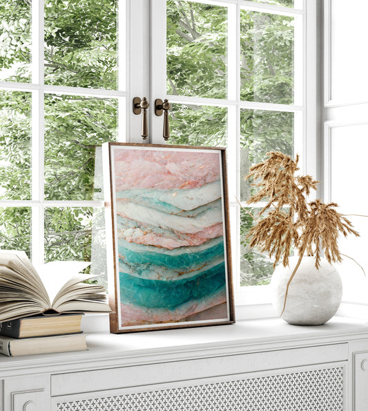 Pink Turquoise Marble Print