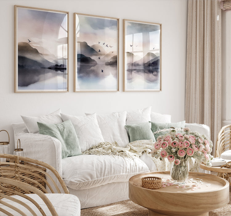 Purple Blue Mountains Set of 3 Prints