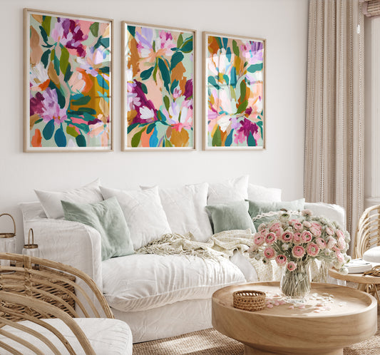 Bright Floral Set of 3 Prints