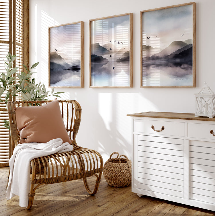 Purple Blue Mountains Set of 3 Prints