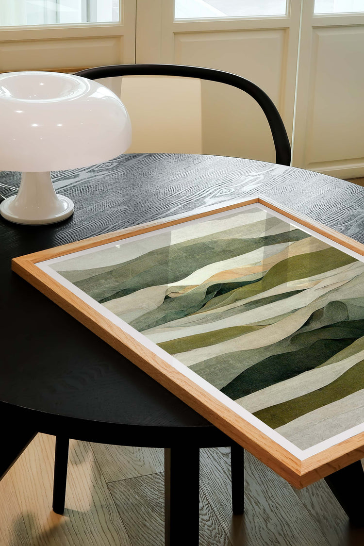 Green Beige Landscape Print