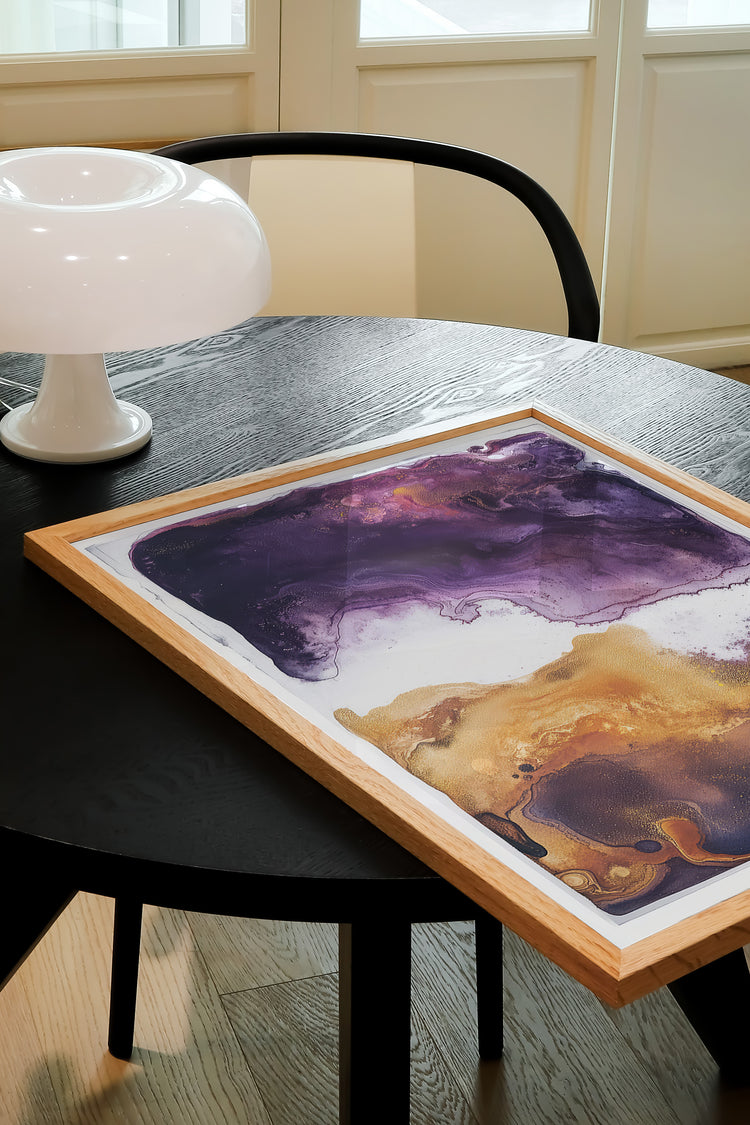 Purple Gold Ink Marble Print