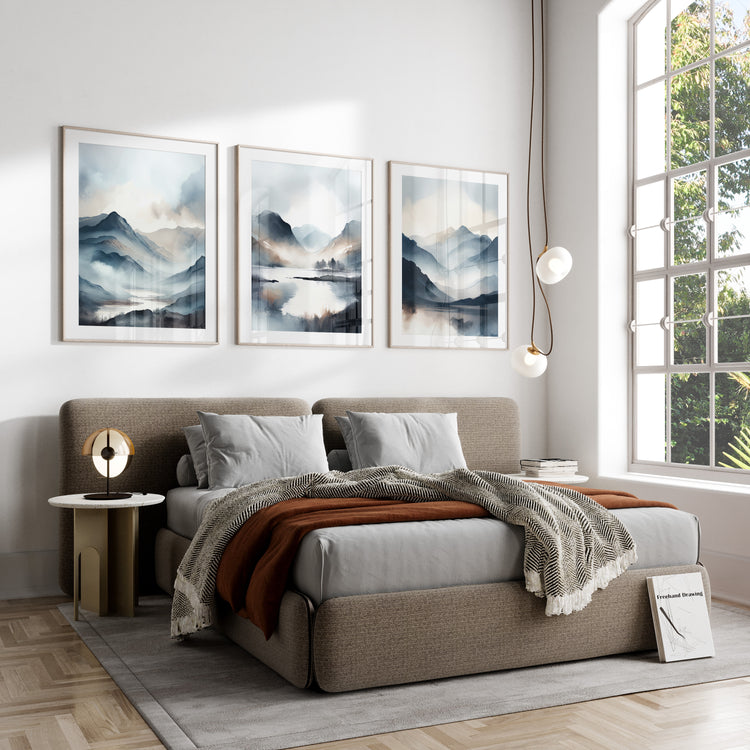 Dark Blue Mountains Set of 3 Prints